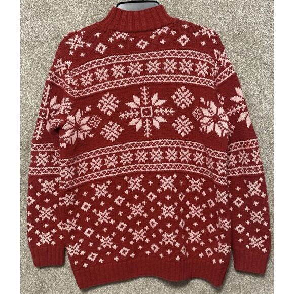 Lauren Ralph Lauren Hand Knit Red Holiday Snowflake Sweater Cottagecore S - Picture 2 of 3